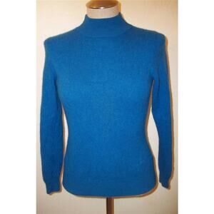 PRIVE Peacock Blue 100% Cashmere Turtleneck Sweater M